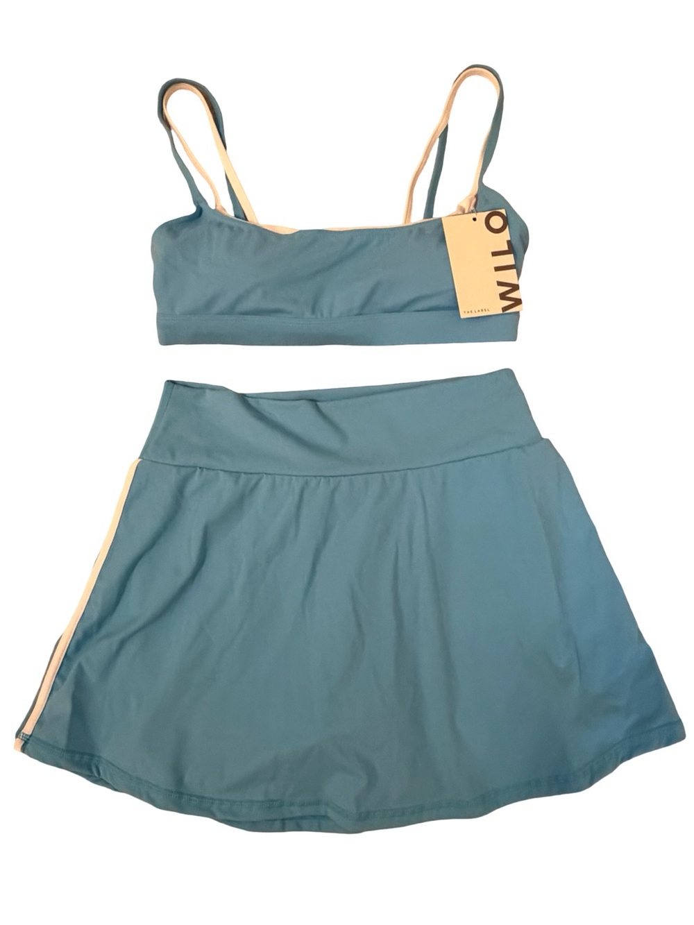 Wilo The Label Double Layer Sports Bra & Skort Set Azure Blue M NWT - Picture 2 of 11